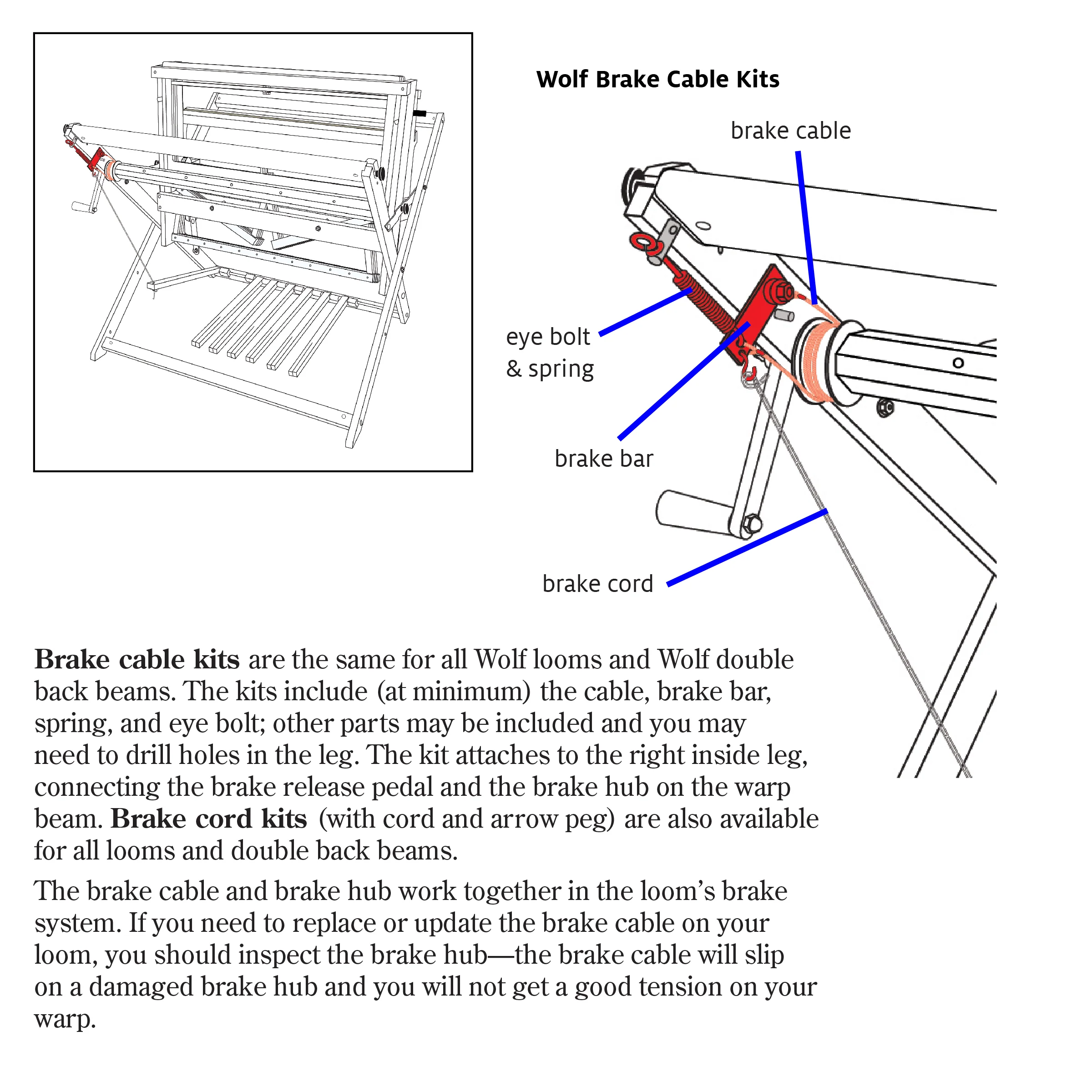 Brake Cable Kits for Wolf Looms and Wolf Double Back Beams - Image 3