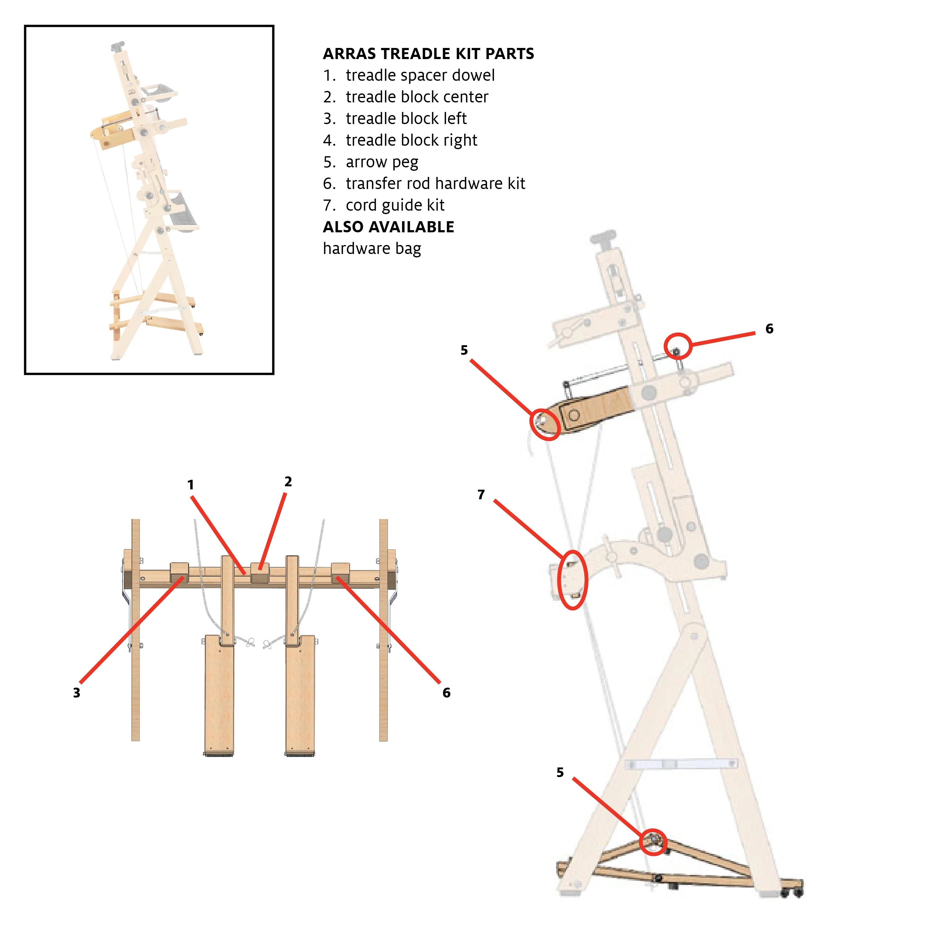 Cord Guide Kit for Arras Treadle Kit